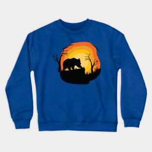 bear sunset silhouette Crewneck Sweatshirt